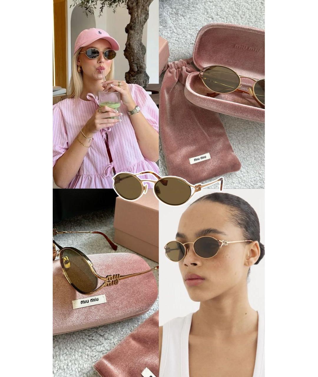 MIU MIU Золотые солнцезащитные очки, фото 8