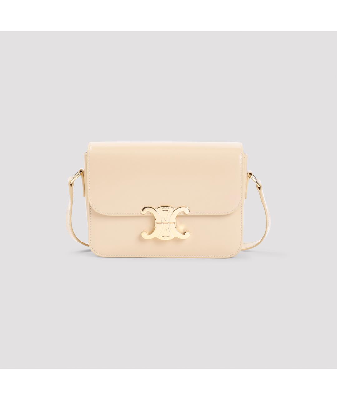 CELINE Бежевая кожаная сумка через плечо, фото 3