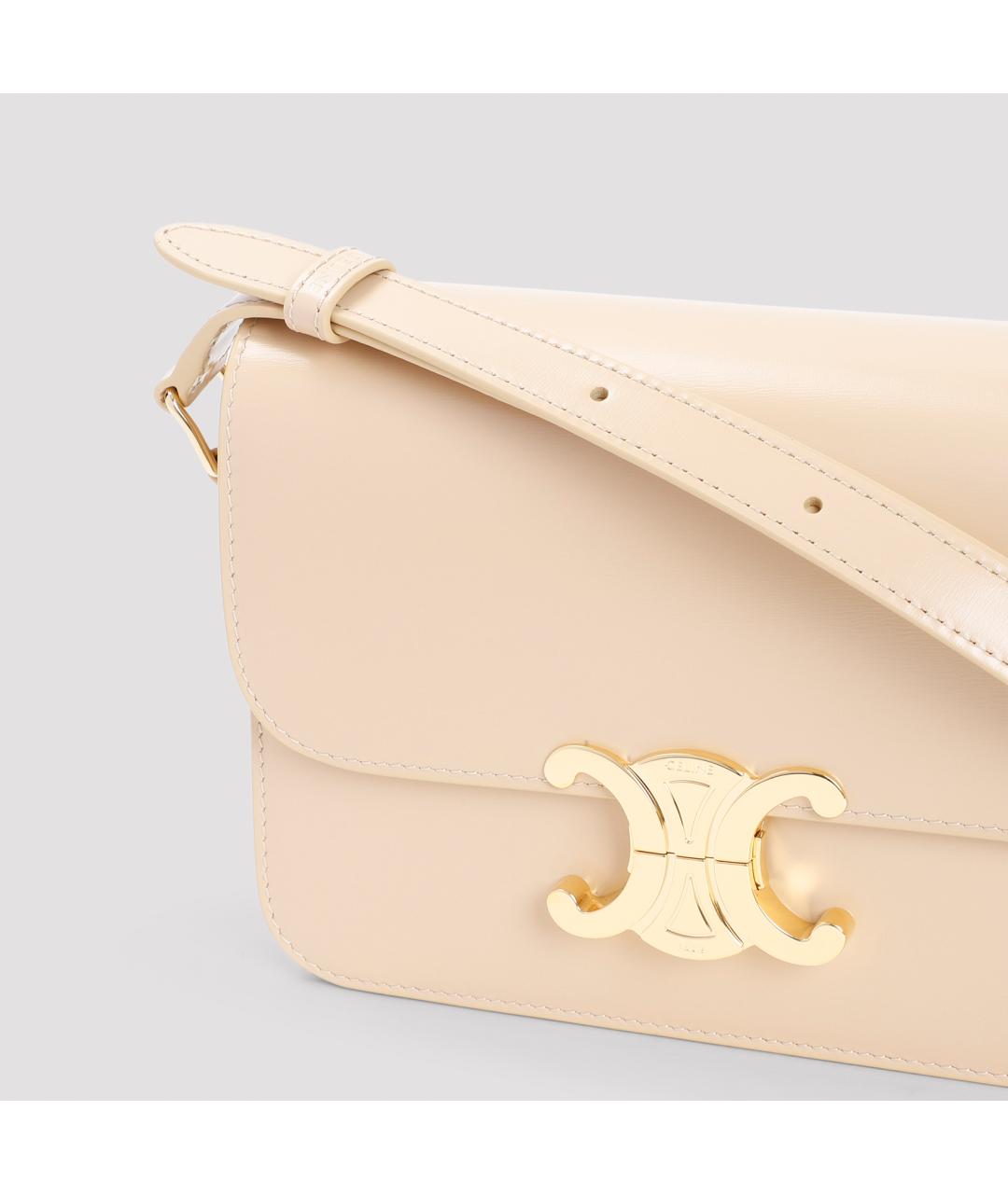 CELINE Бежевая кожаная сумка через плечо, фото 5