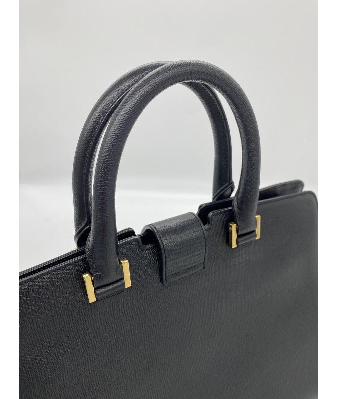 SAINT LAURENT Черная кожаная сумка с короткими ручками, фото 7