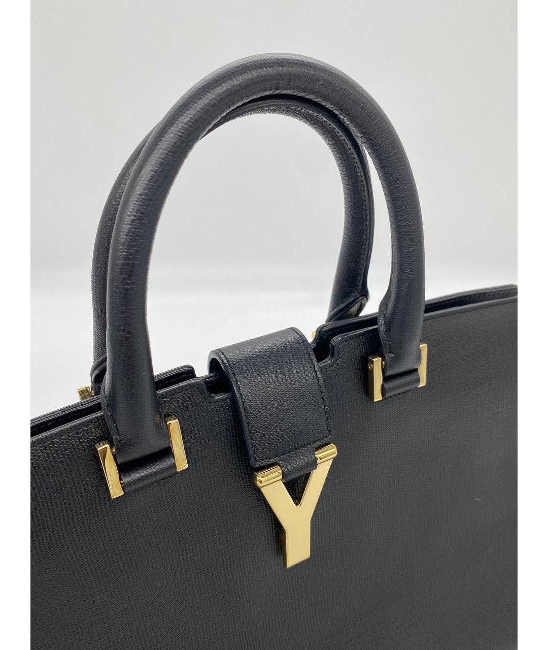 SAINT LAURENT Черная кожаная сумка с короткими ручками, фото 6
