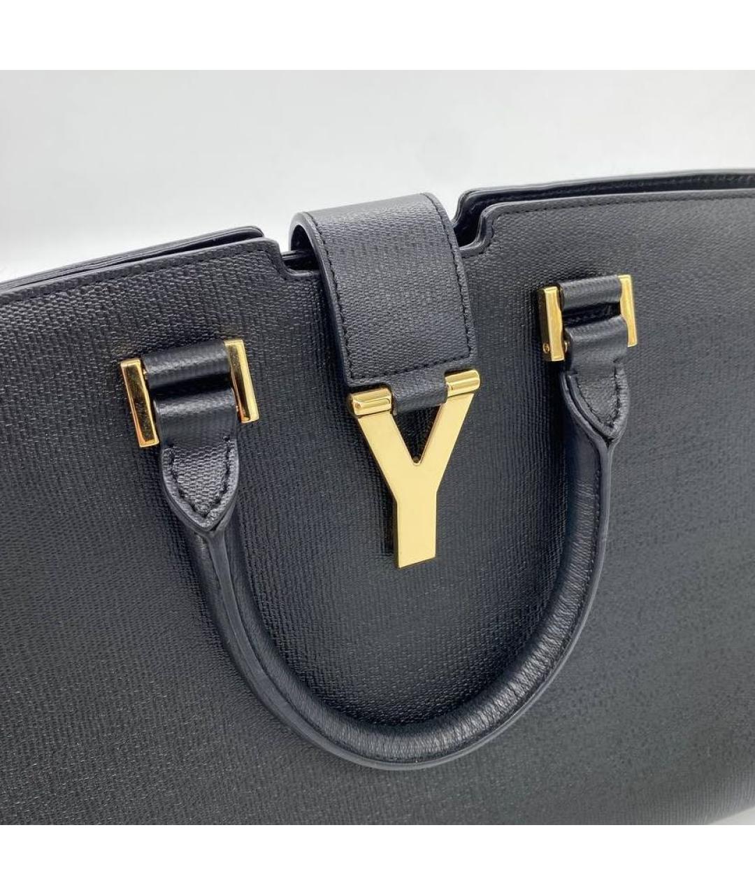 SAINT LAURENT Черная кожаная сумка с короткими ручками, фото 8