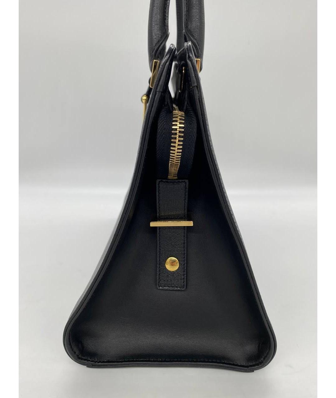 SAINT LAURENT Черная кожаная сумка с короткими ручками, фото 4