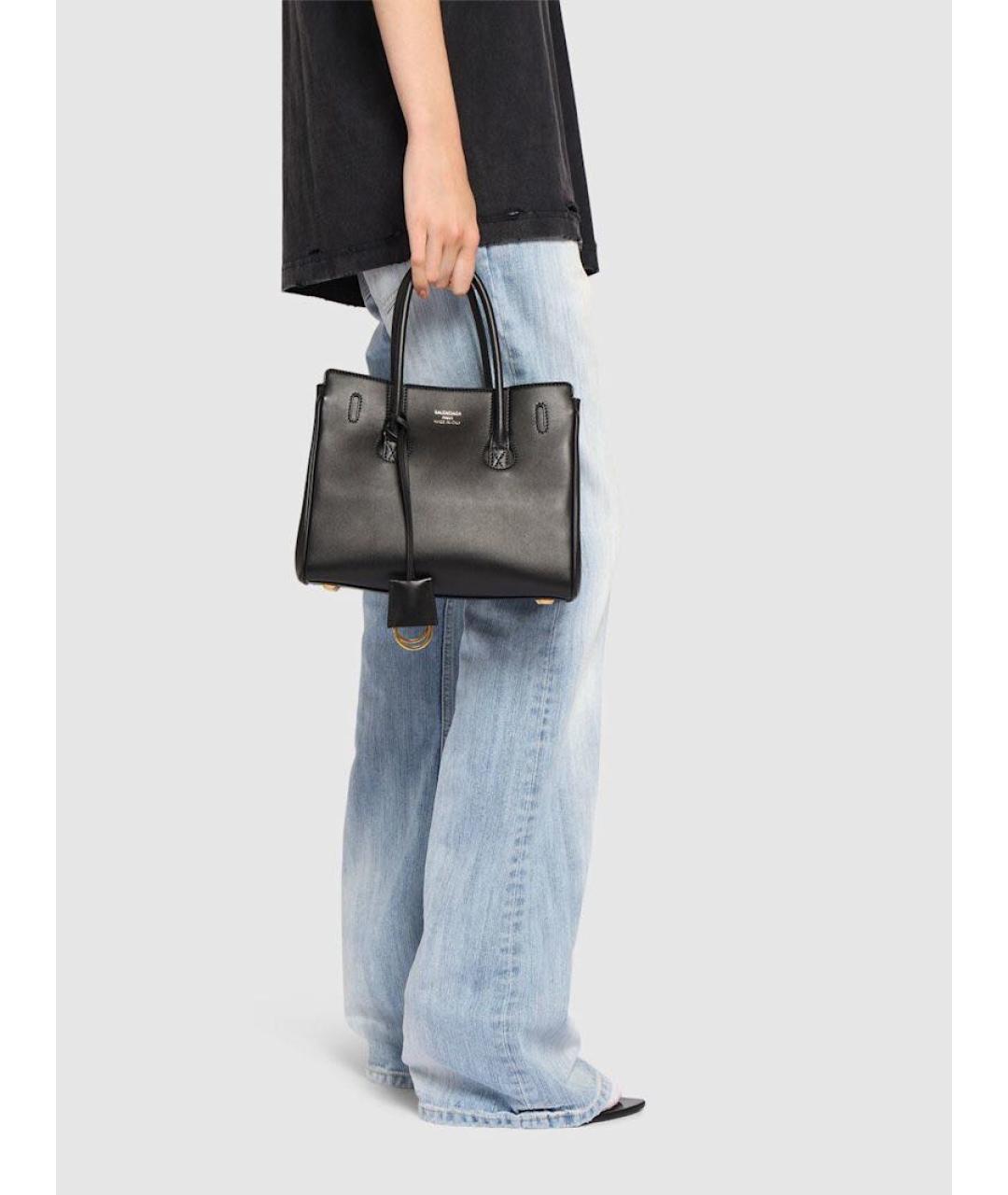 BALENCIAGA Черная кожаная сумка тоут, фото 5