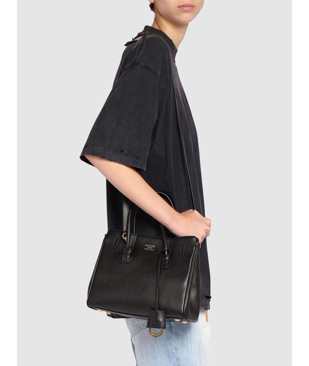 BALENCIAGA Черная кожаная сумка тоут, фото 3