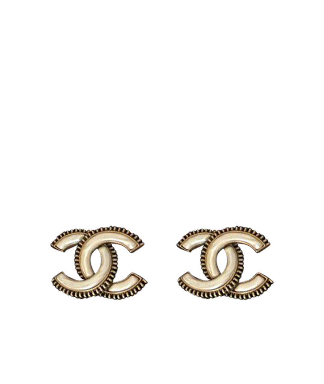 CHANEL Бежевые металлические серьги, фото 2