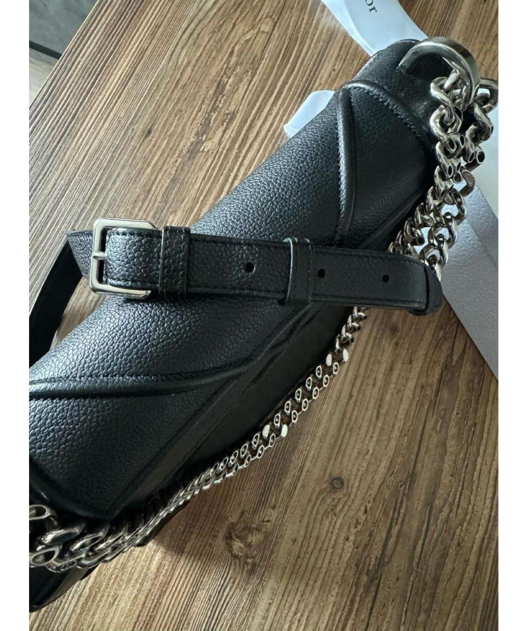 CHRISTIAN DIOR Черная кожаная сумка через плечо, фото 3