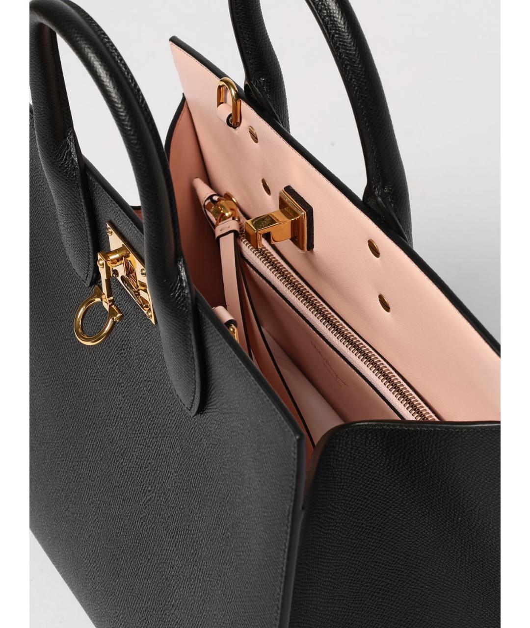 FERRAGAMO Черная кожаная сумка с короткими ручками, фото 5