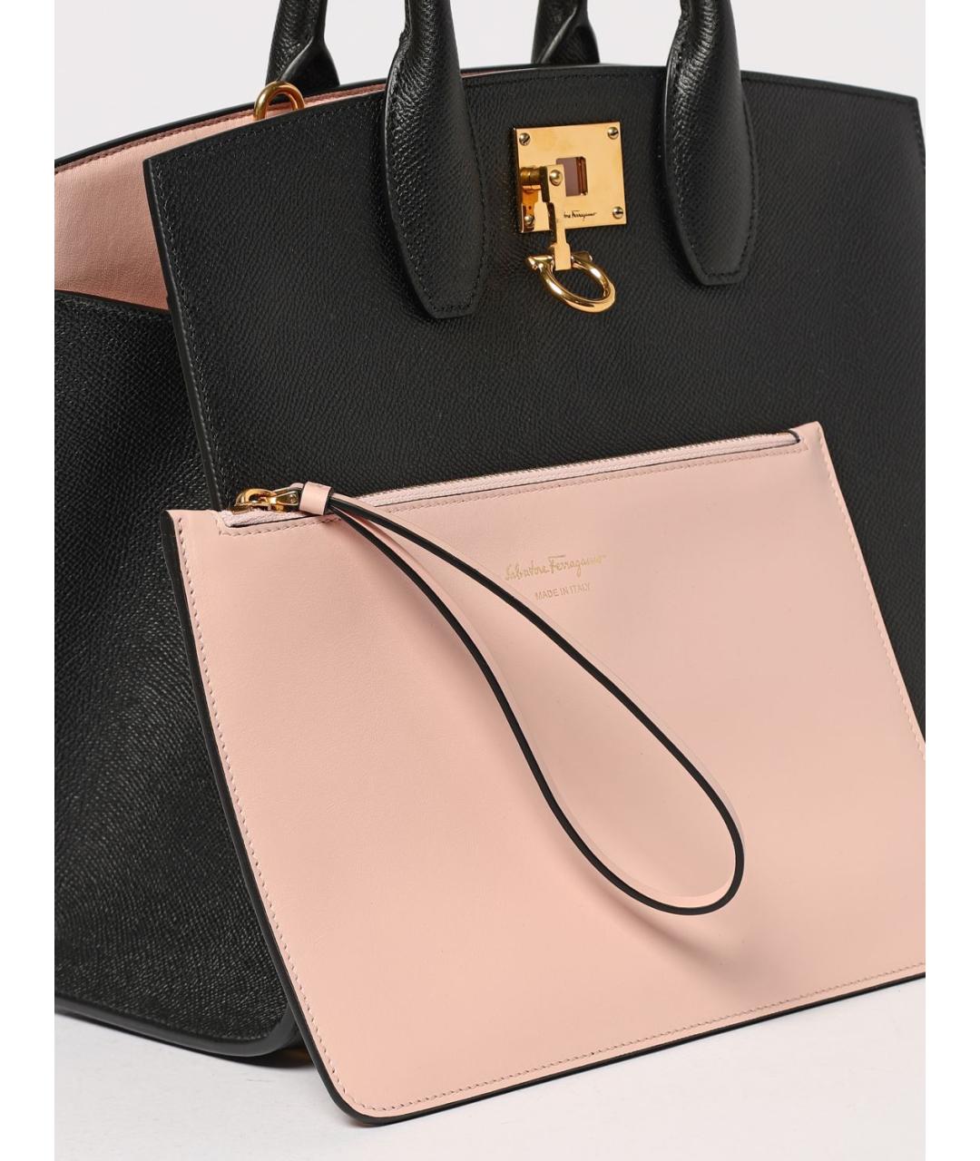 FERRAGAMO Черная кожаная сумка с короткими ручками, фото 4