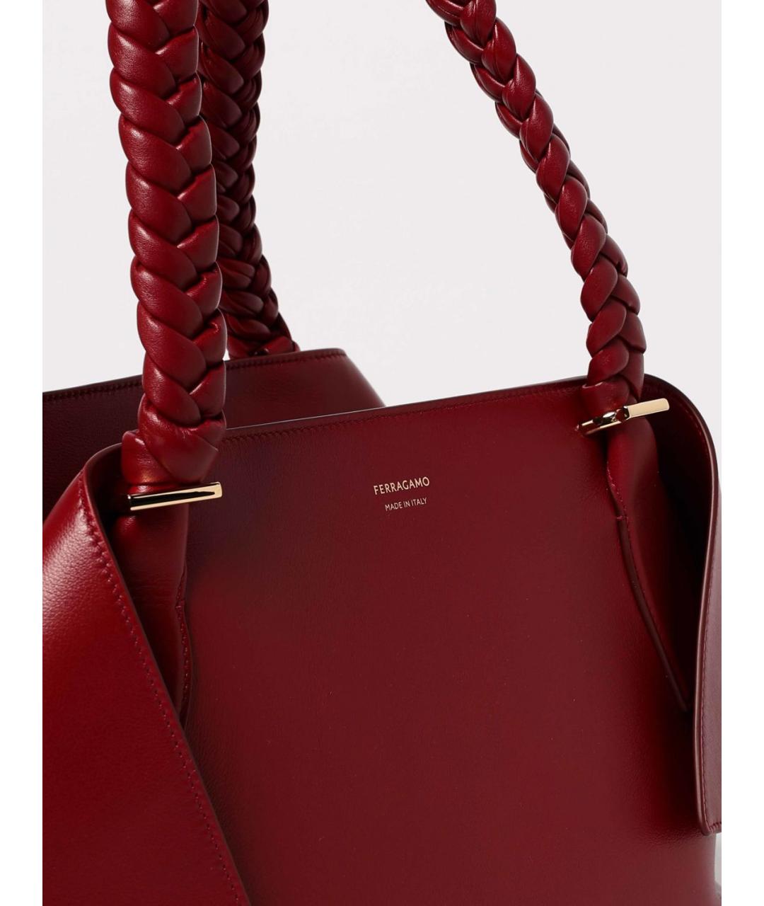 FERRAGAMO Бордовая кожаная сумка через плечо, фото 4