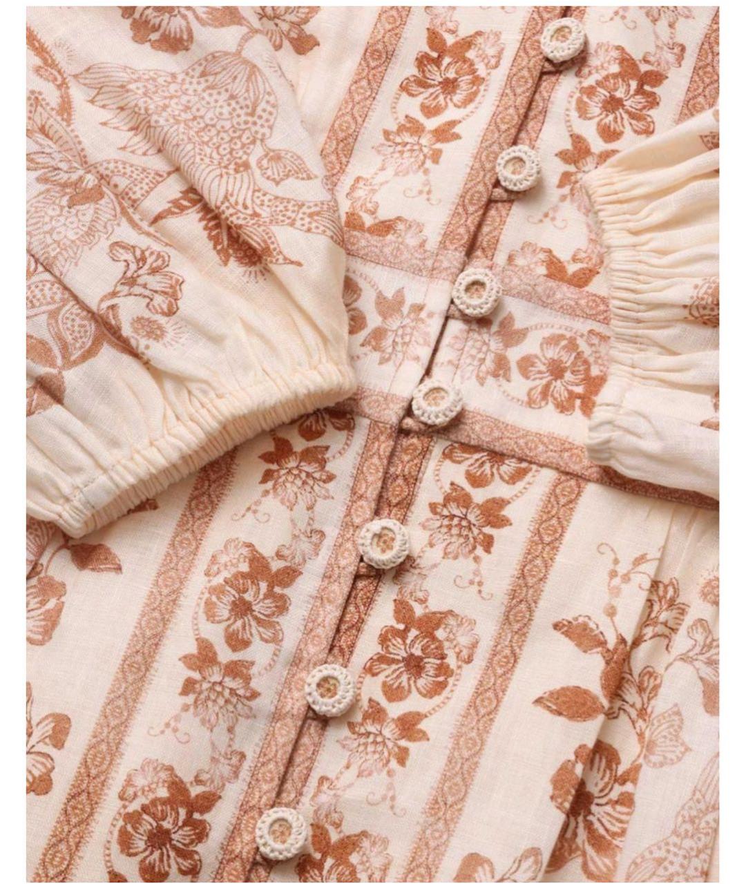 ZIMMERMANN Бежевое льняное повседневное платье, фото 4