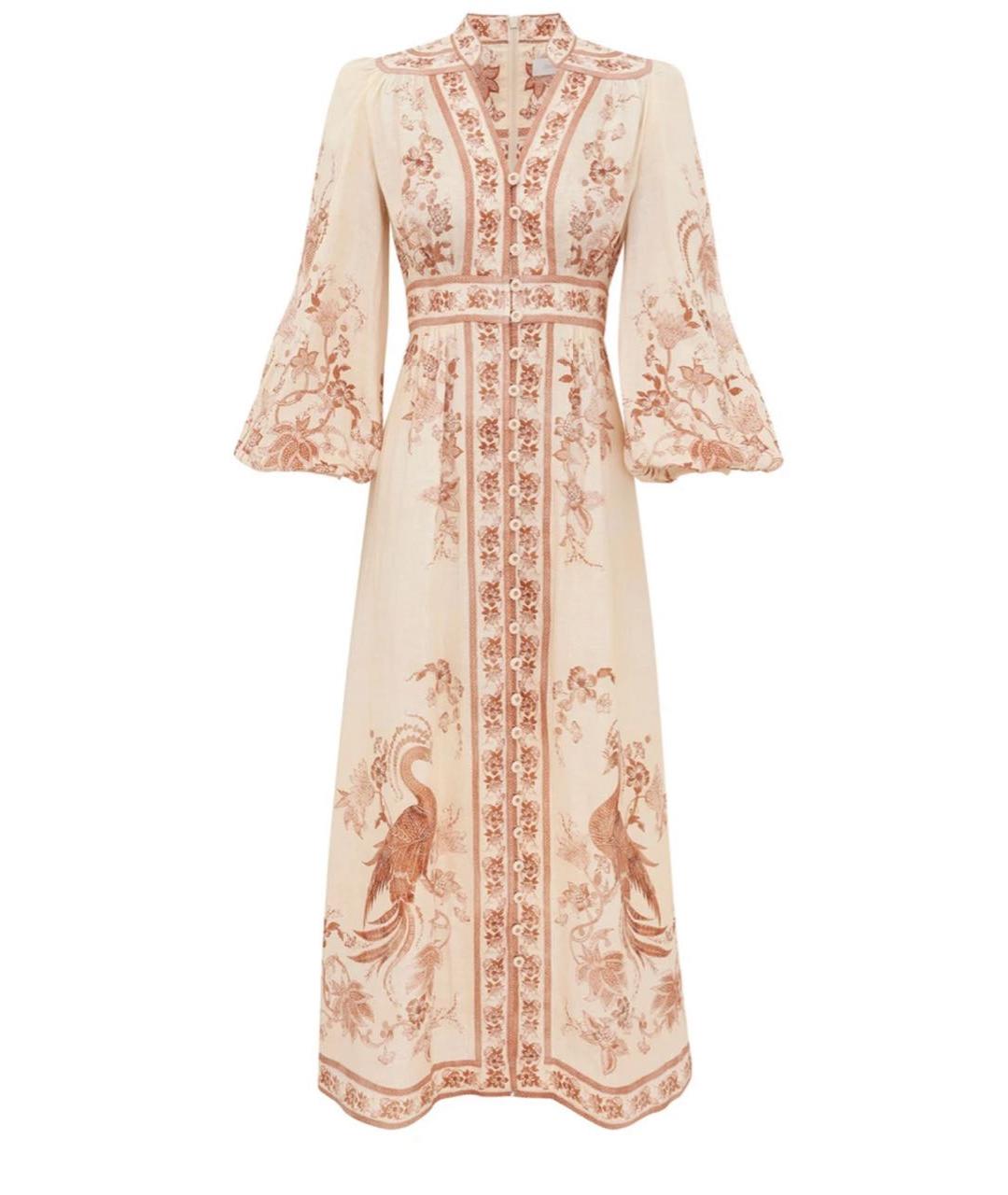 ZIMMERMANN Бежевое льняное повседневное платье, фото 1