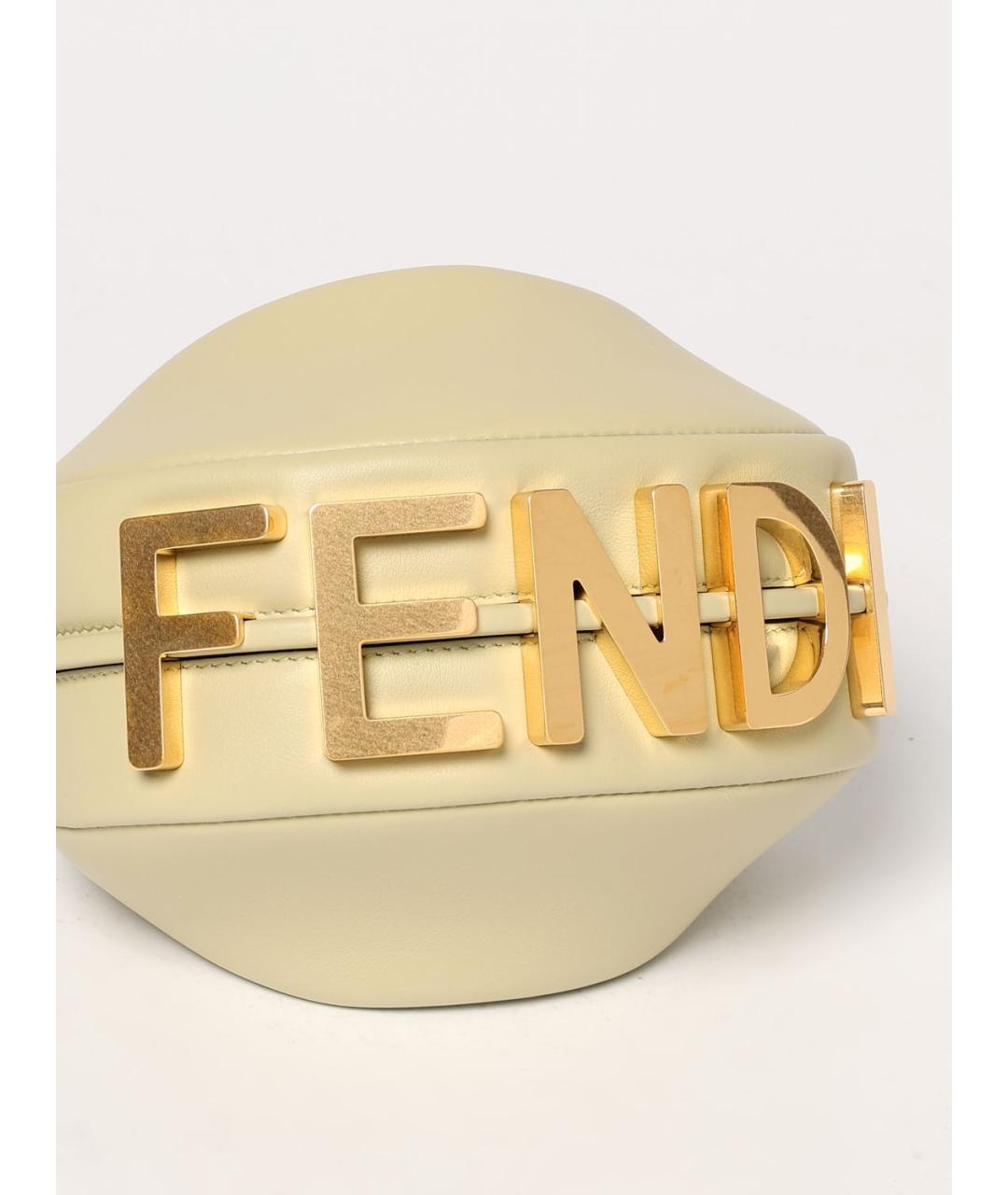 FENDI Бежевая кожаная сумка через плечо, фото 4