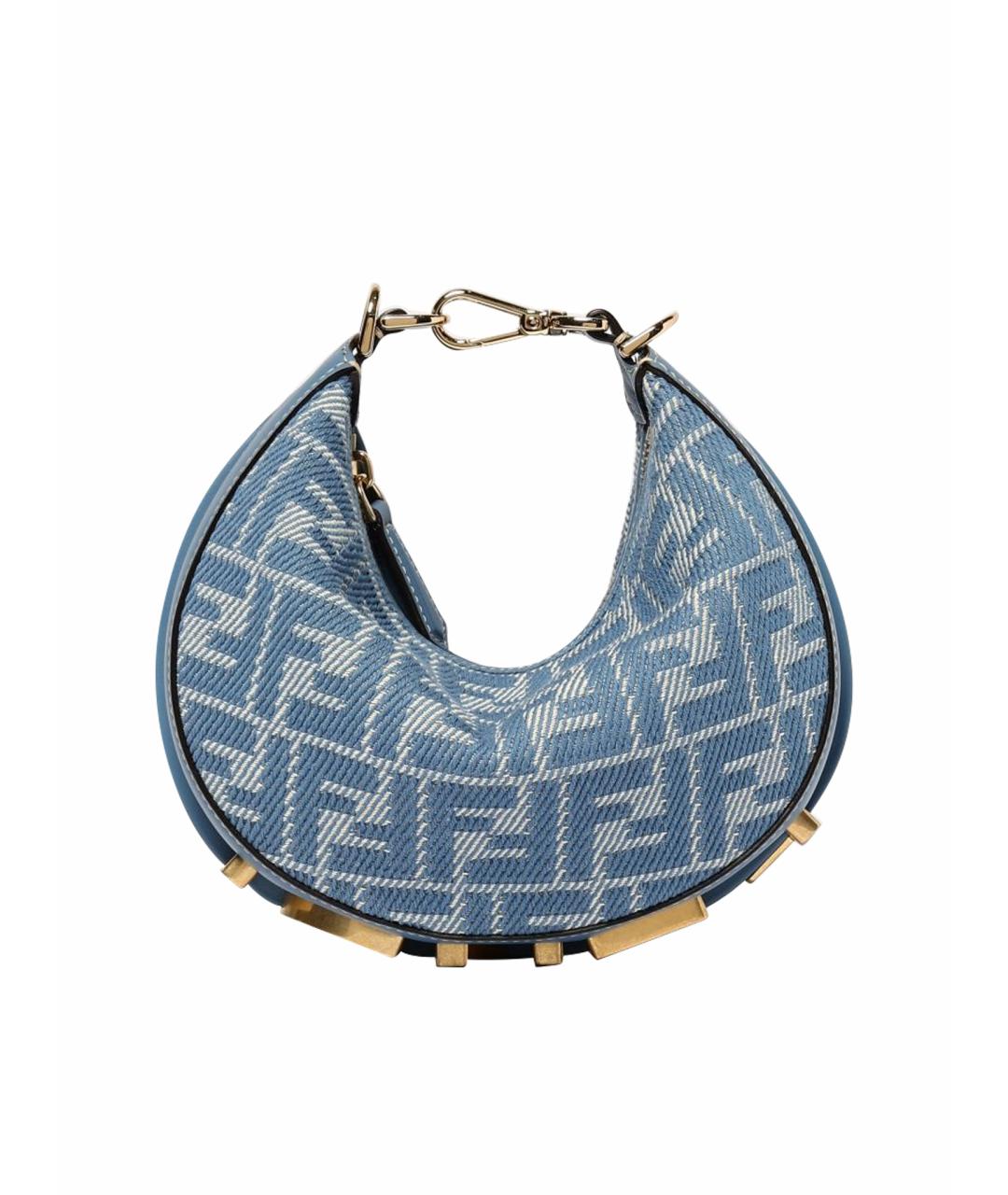 FENDI Голубая тканевая сумка через плечо, фото 1