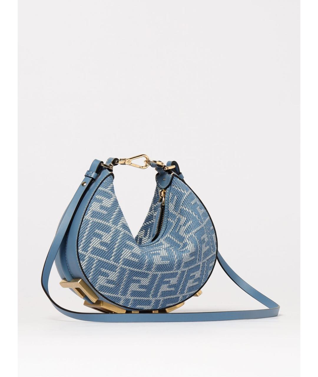 FENDI Голубая тканевая сумка через плечо, фото 3