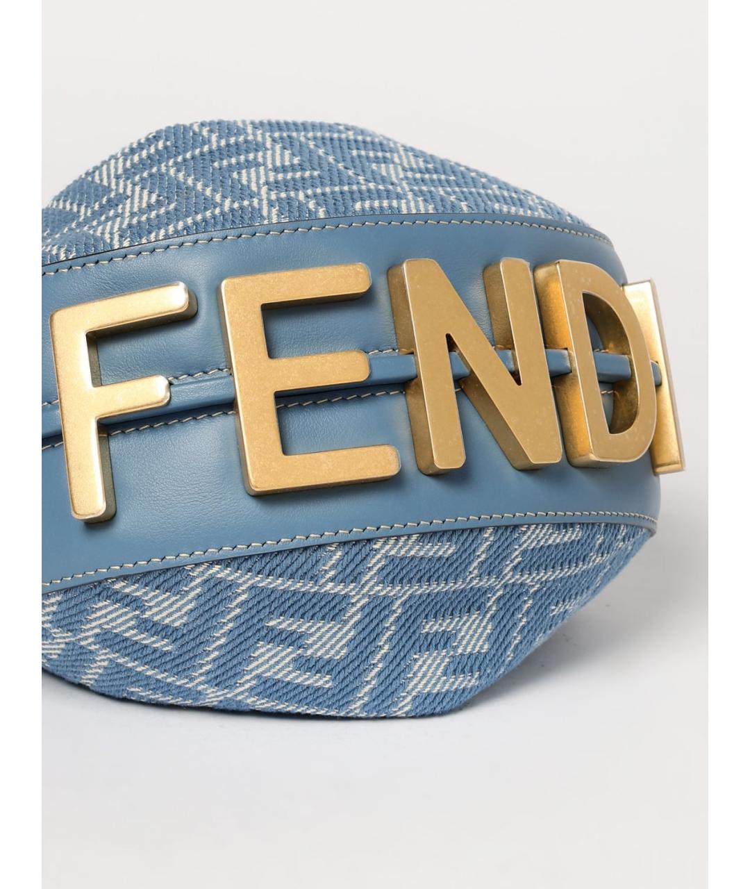 FENDI Голубая тканевая сумка через плечо, фото 4