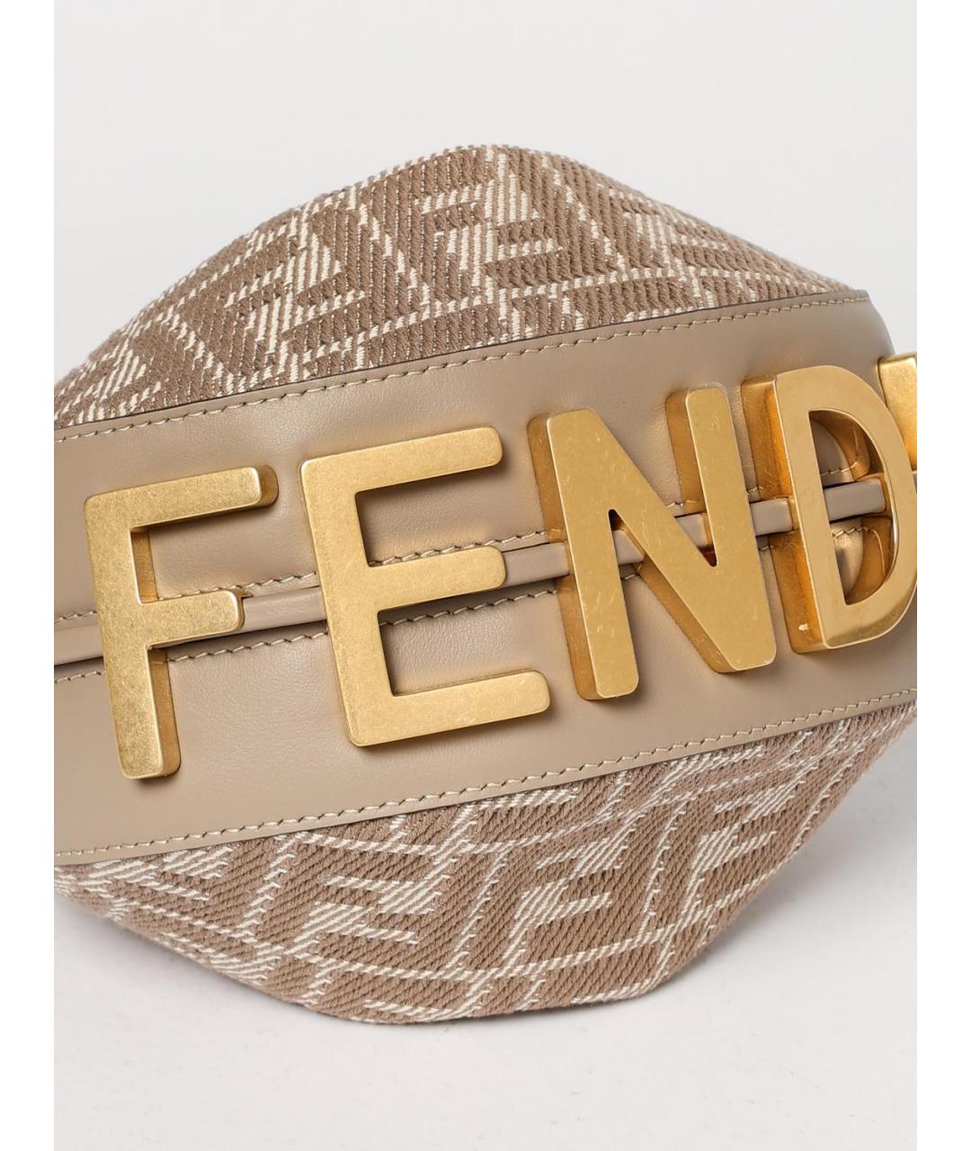 FENDI Бежевая тканевая сумка через плечо, фото 4