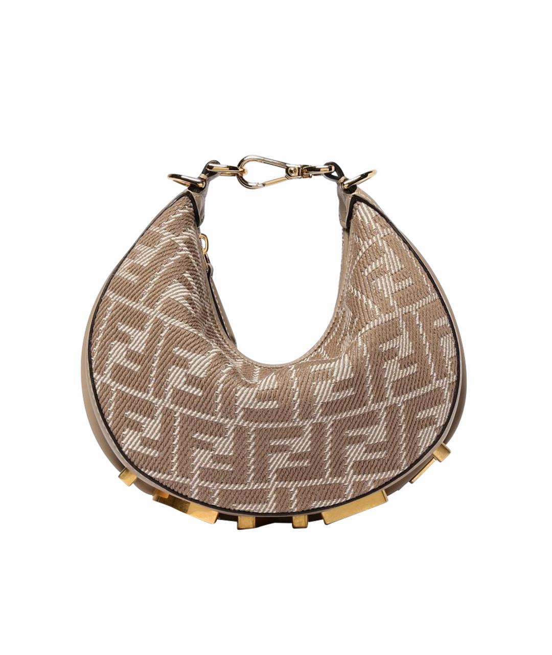 FENDI Бежевая тканевая сумка через плечо, фото 1