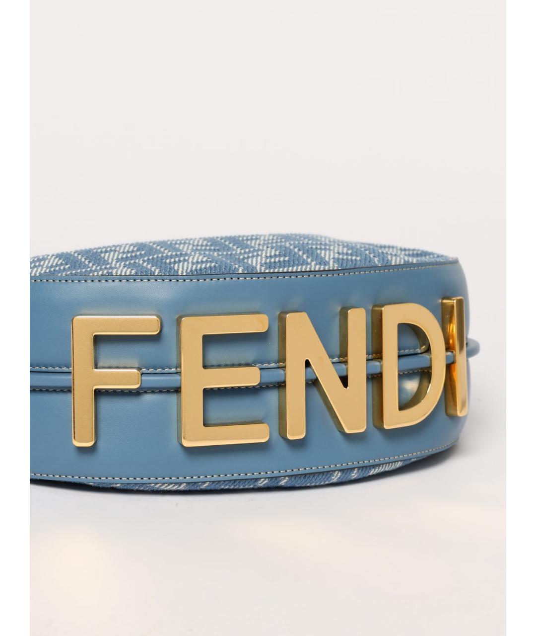FENDI Синяя тканевая сумка с короткими ручками, фото 4