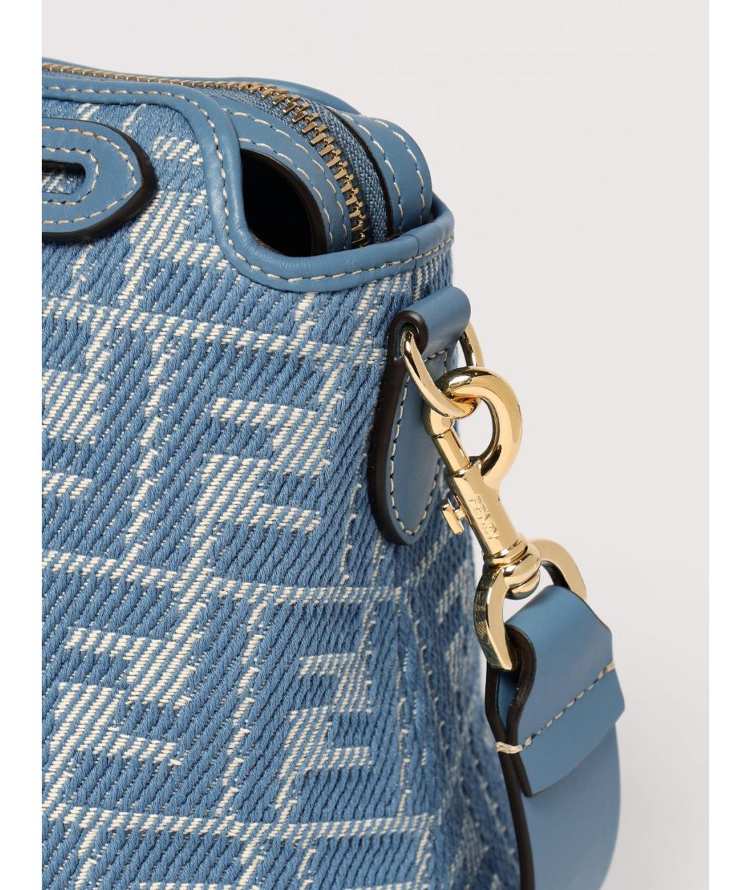 FENDI Голубая тканевая сумка через плечо, фото 4