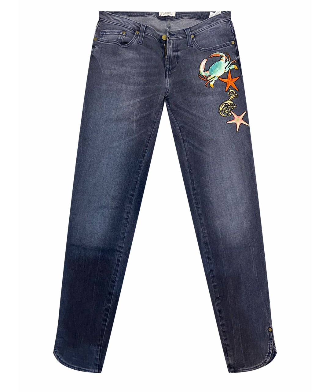 VERSACE COLLECTION Серые хлопко-эластановые джинсы слим, фото 1