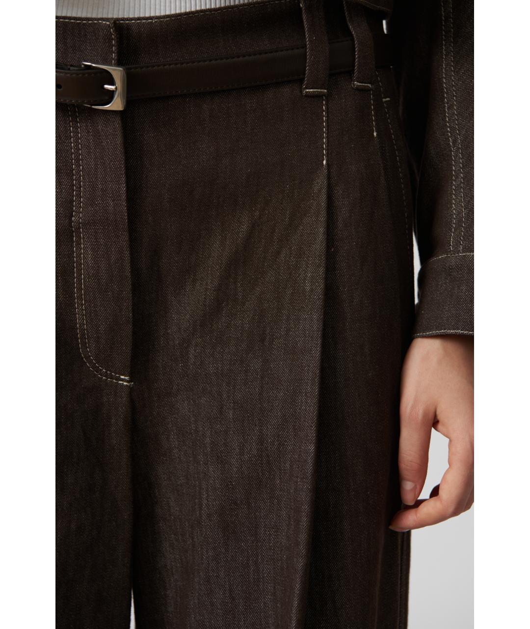 BRUNELLO CUCINELLI Коричневые хлопковые прямые брюки, фото 4