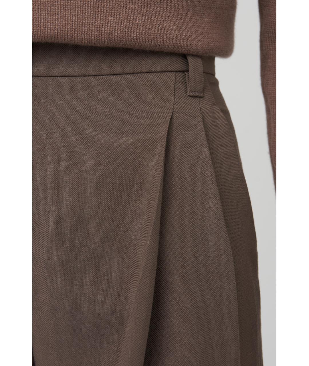 BRUNELLO CUCINELLI Коричневые вискозные прямые брюки, фото 4