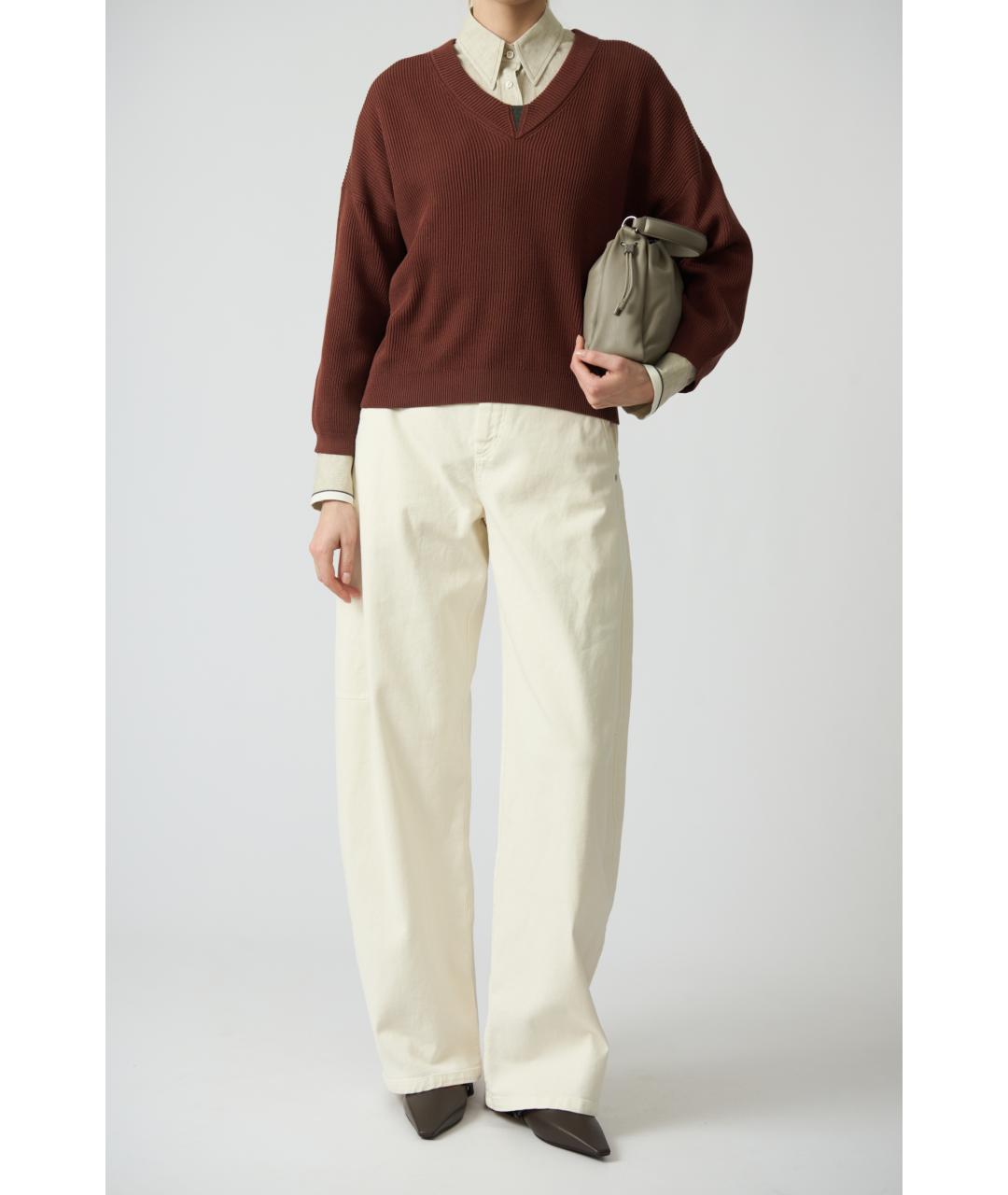 BRUNELLO CUCINELLI Бордовый хлопковый джемпер / свитер, фото 4