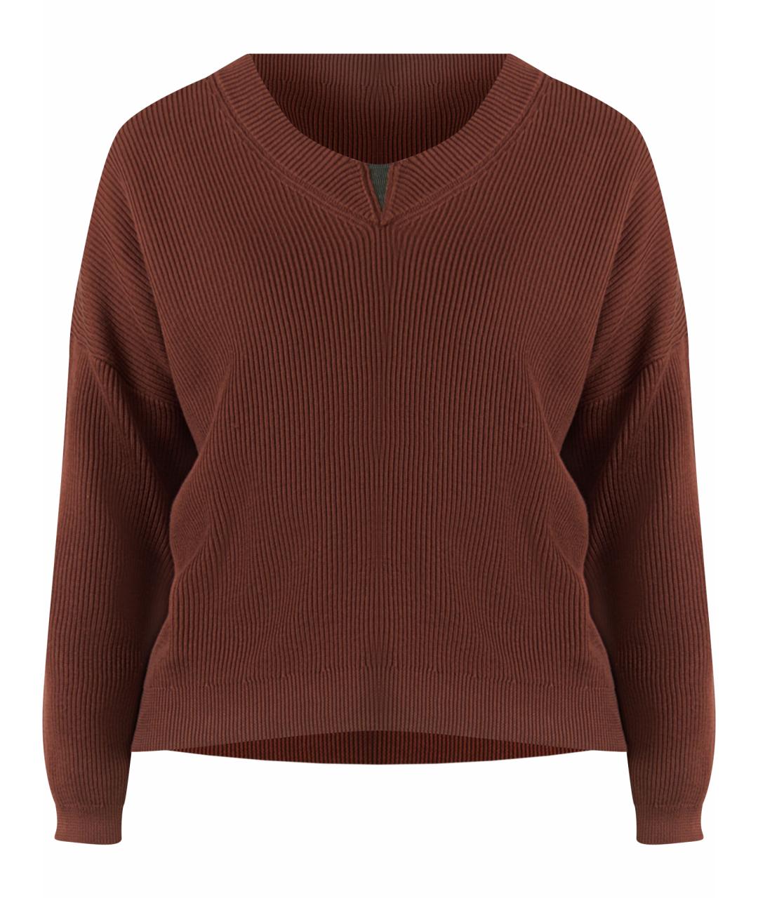 BRUNELLO CUCINELLI Бордовый хлопковый джемпер / свитер, фото 1