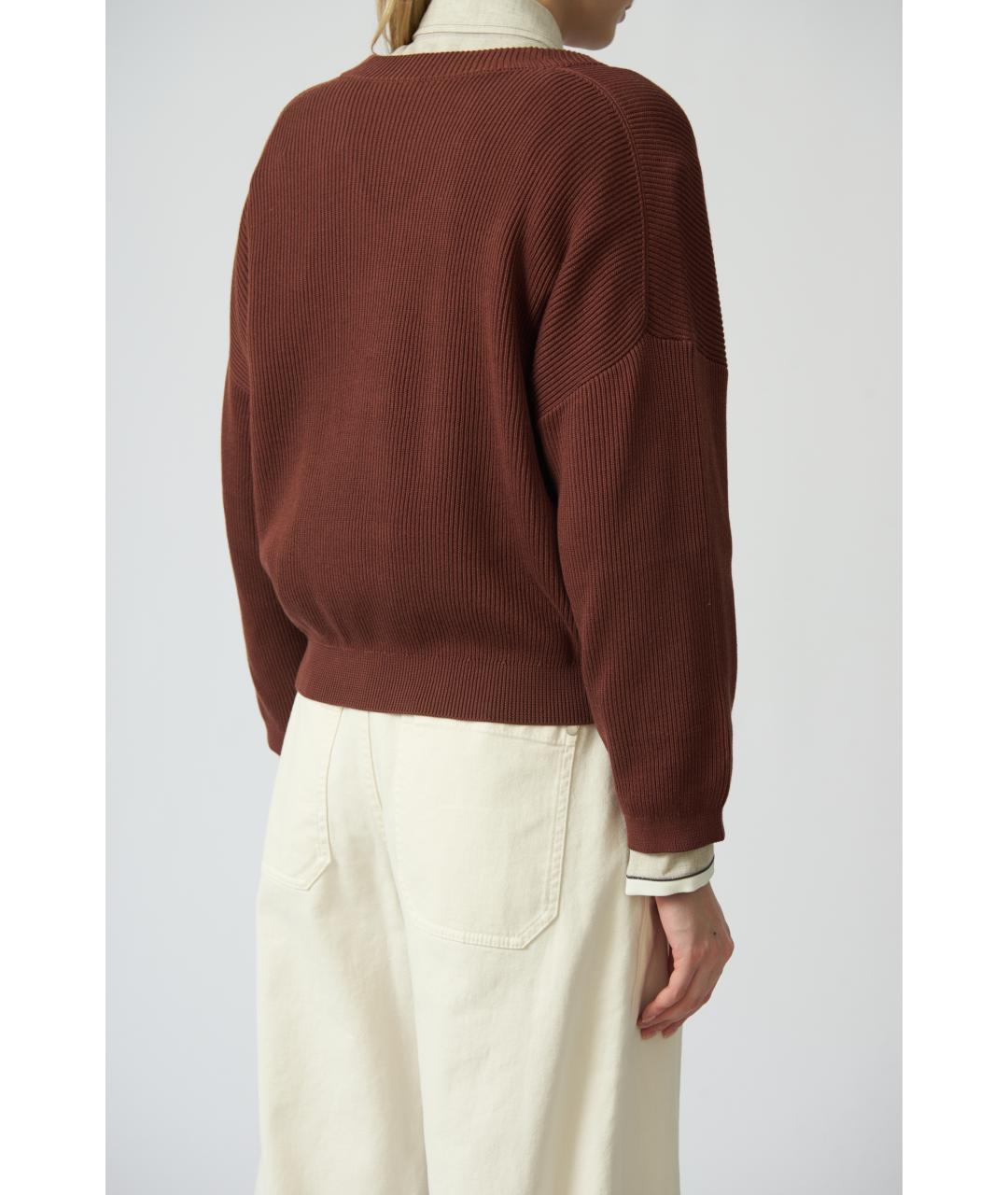 BRUNELLO CUCINELLI Бордовый хлопковый джемпер / свитер, фото 3