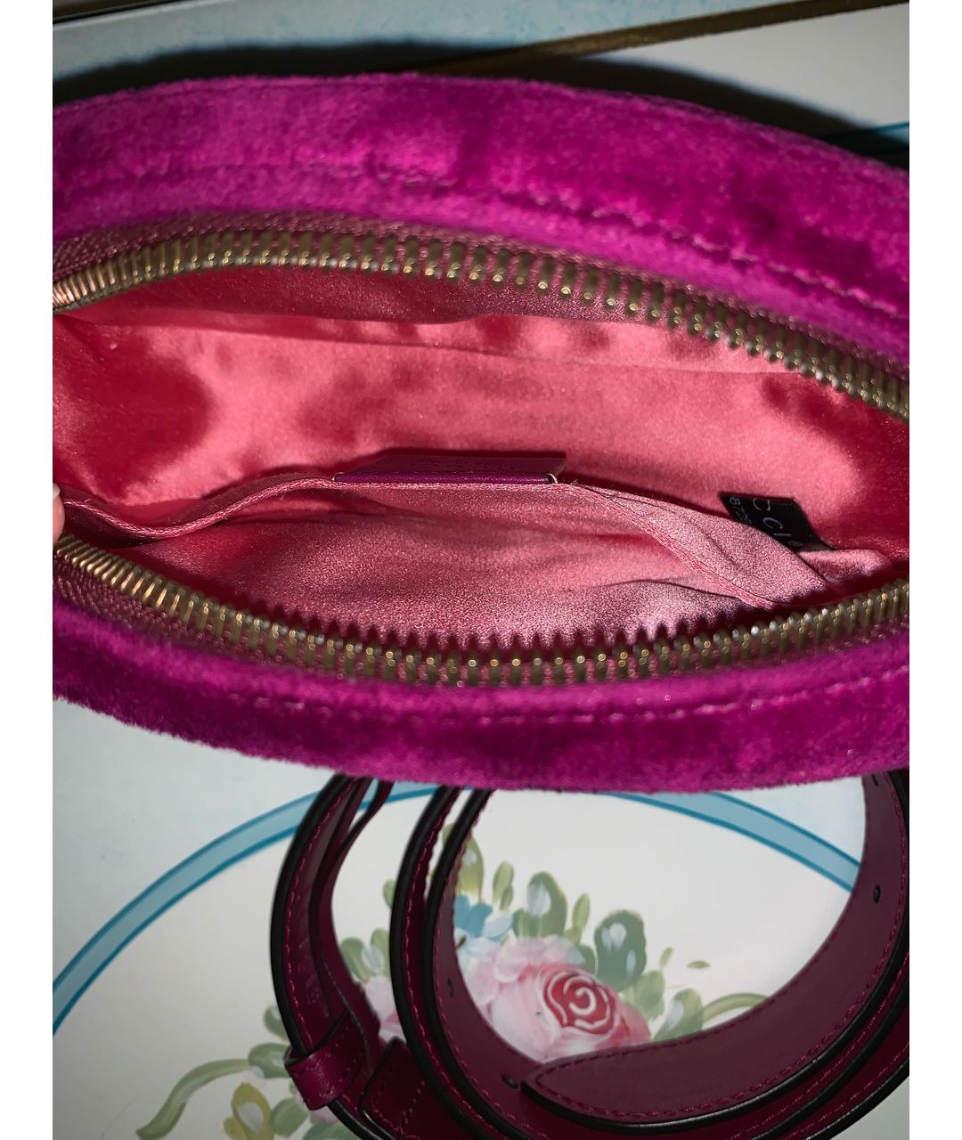 GUCCI Фиолетовая бархатная сумка тоут, фото 4