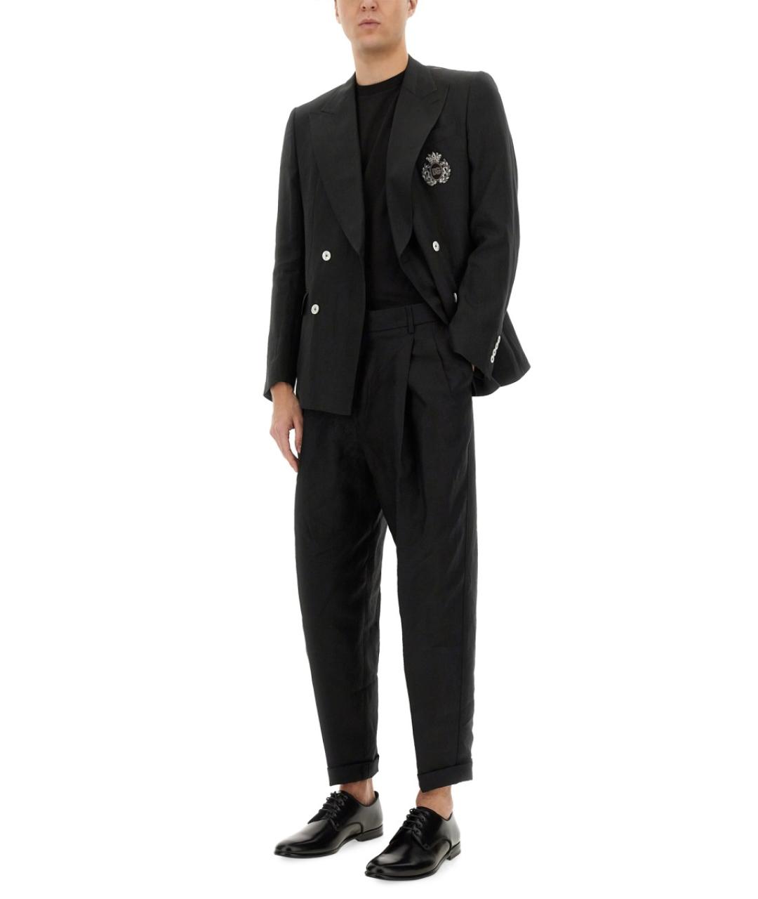 DOLCE&GABBANA Черные льняные повседневные брюки, фото 3