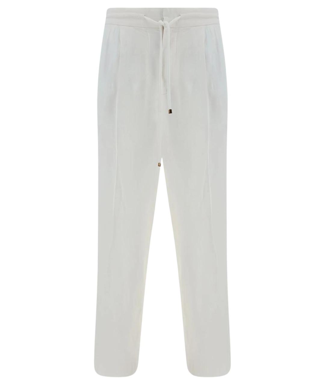 BRUNELLO CUCINELLI Белые льняные повседневные брюки, фото 1