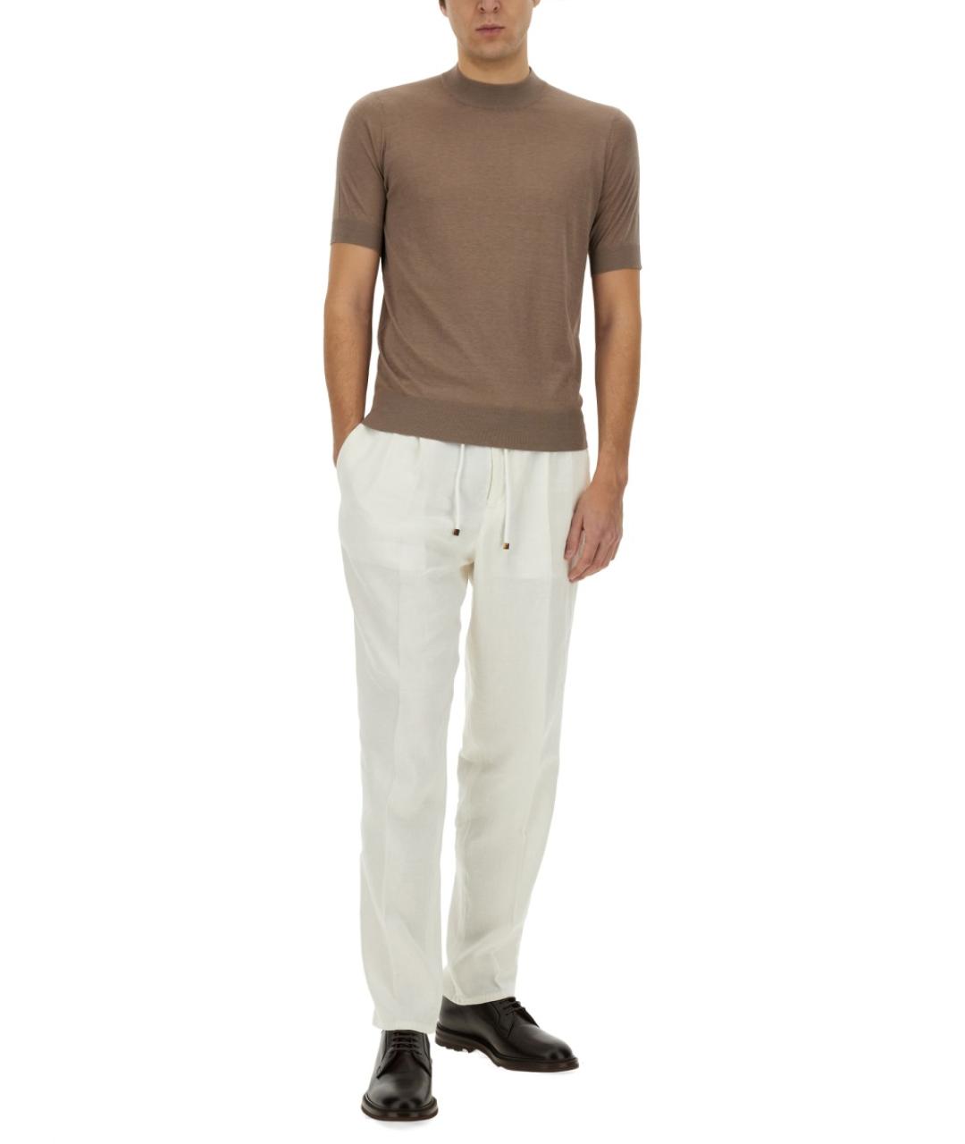 BRUNELLO CUCINELLI Белые льняные повседневные брюки, фото 3