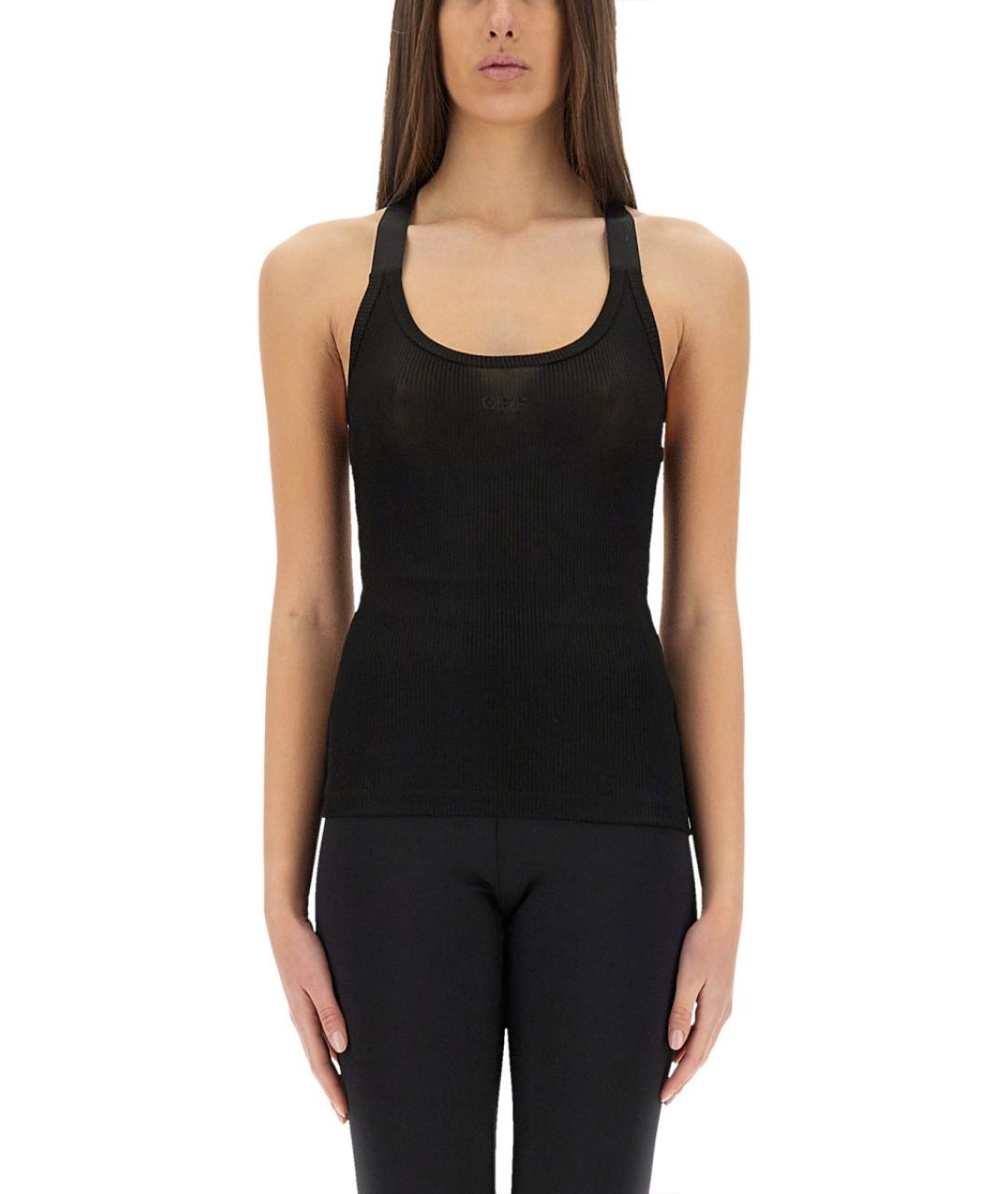 OFF-WHITE Черная вискозная майка, фото 2