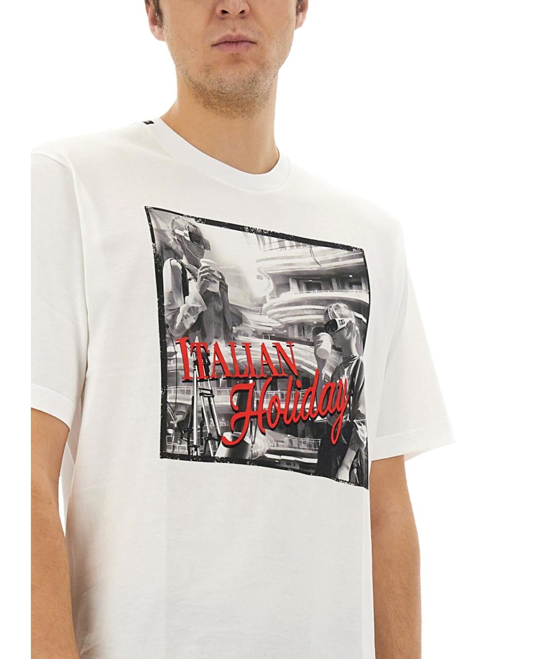 DOLCE&GABBANA Белая хлопковая футболка, фото 5