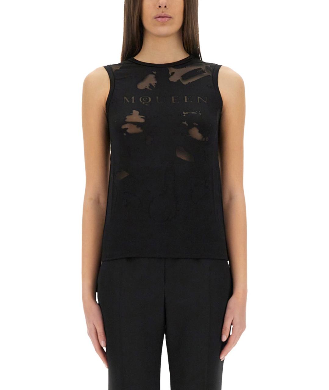 ALEXANDER MCQUEEN Черная вискозная футболка, фото 2