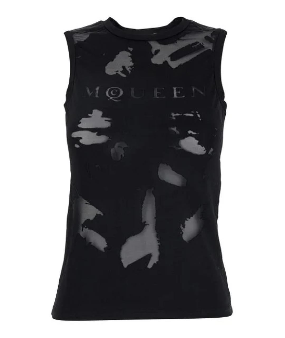 ALEXANDER MCQUEEN Черная вискозная футболка, фото 1