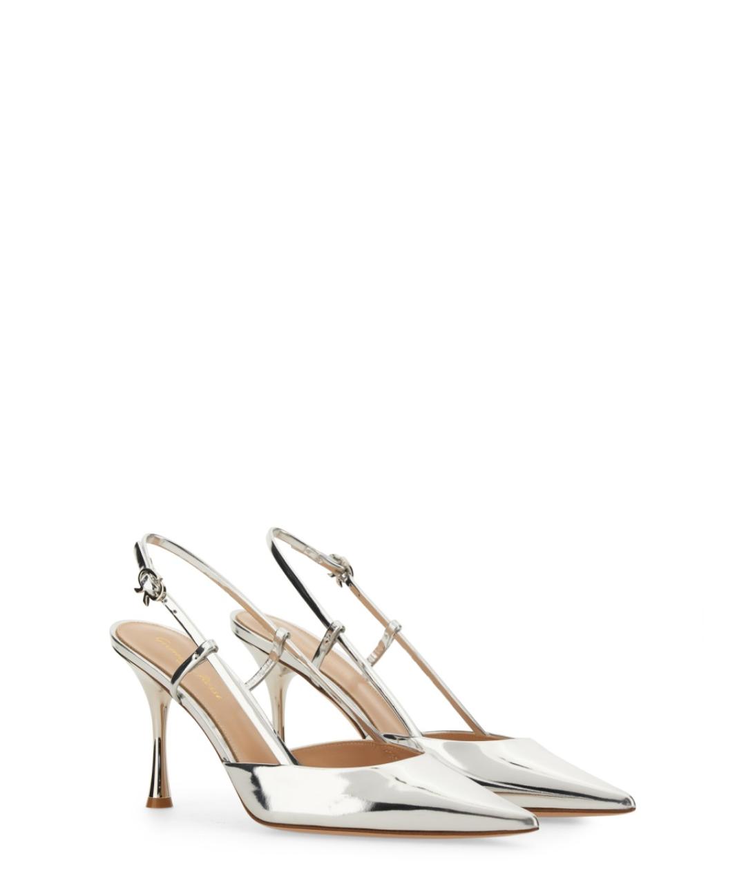 GIANVITO ROSSI Серебряные кожаные туфли, фото 3