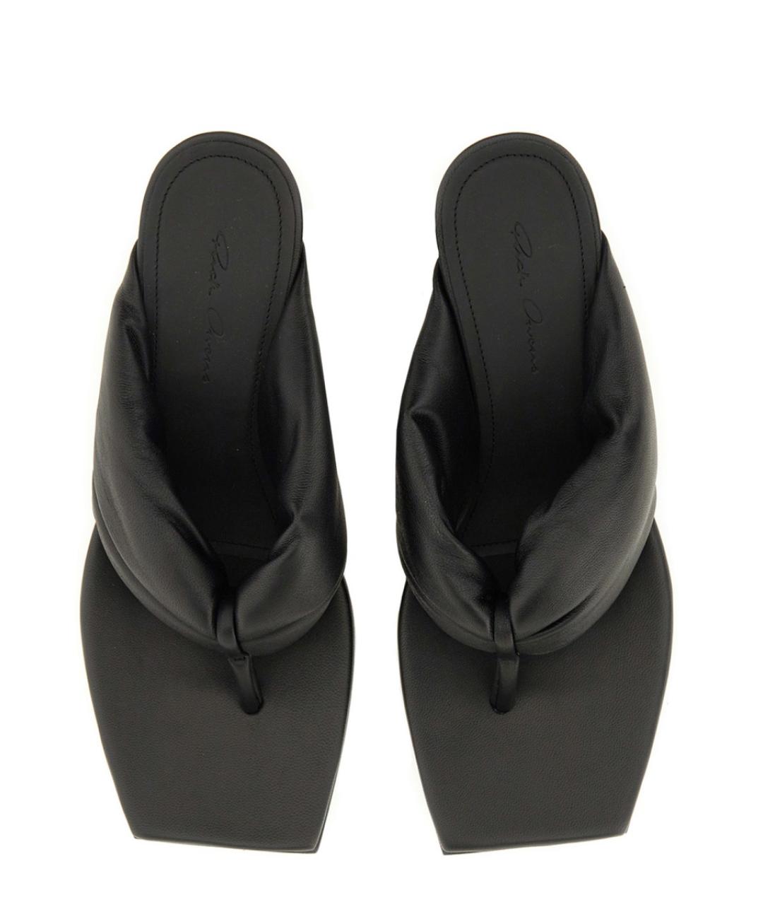 RICK OWENS Черные кожаные мюли, фото 3
