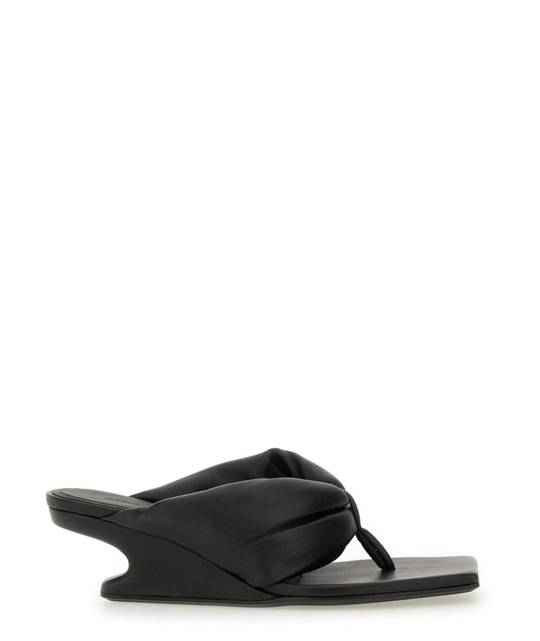 RICK OWENS Черные кожаные мюли, фото 1