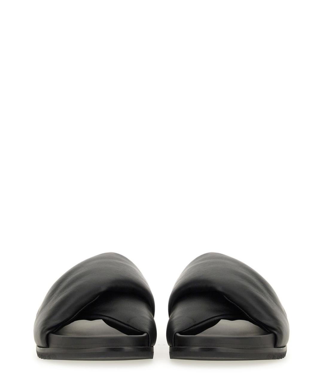 RICK OWENS Черные кожаные шлепанцы, фото 5