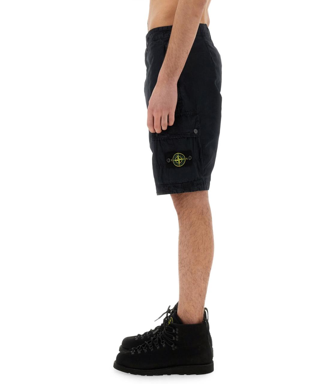 STONE ISLAND Темно-синие хлопковые шорты, фото 5