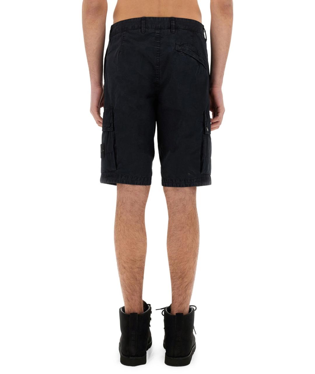 STONE ISLAND Темно-синие хлопковые шорты, фото 4