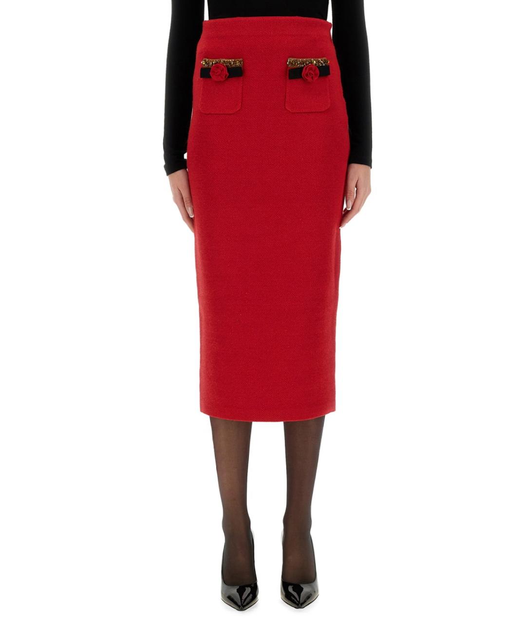 SELF-PORTRAIT Красная полиэстеровая юбка миди, фото 5