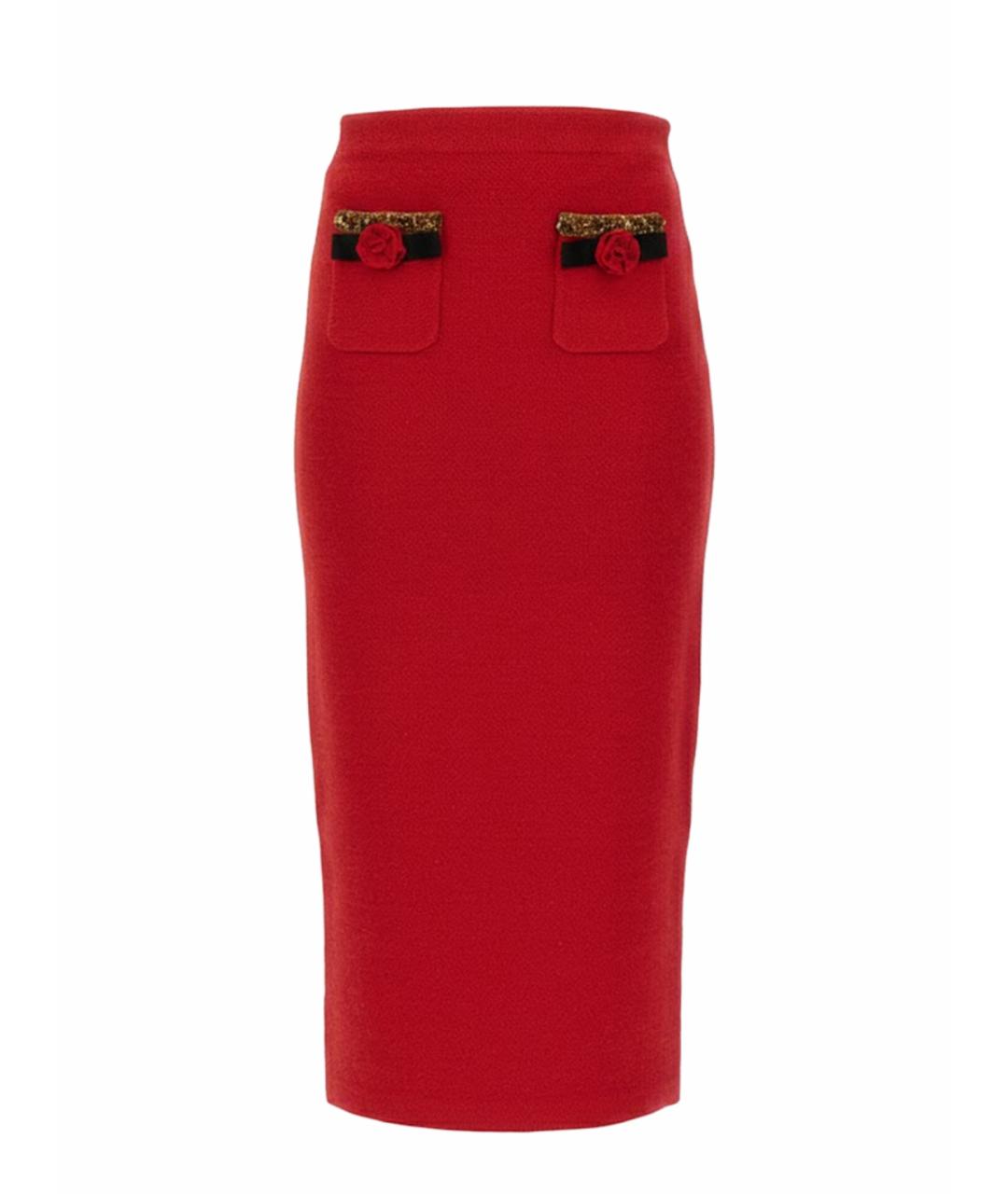 SELF-PORTRAIT Красная полиэстеровая юбка миди, фото 1