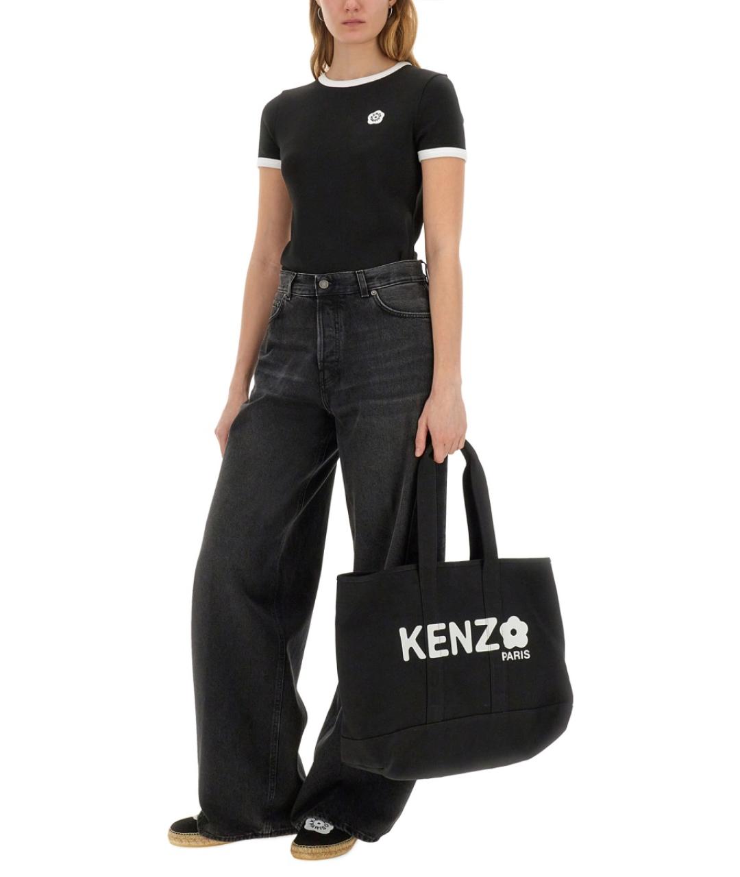 KENZO Черная хлопковая футболка, фото 3