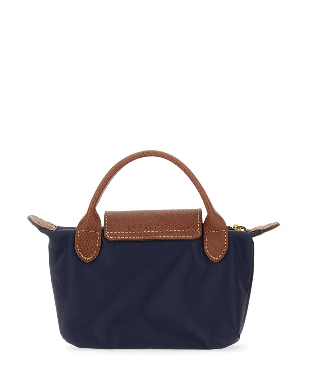 LONGCHAMP Темно-синяя синтетическая сумка с короткими ручками, фото 2