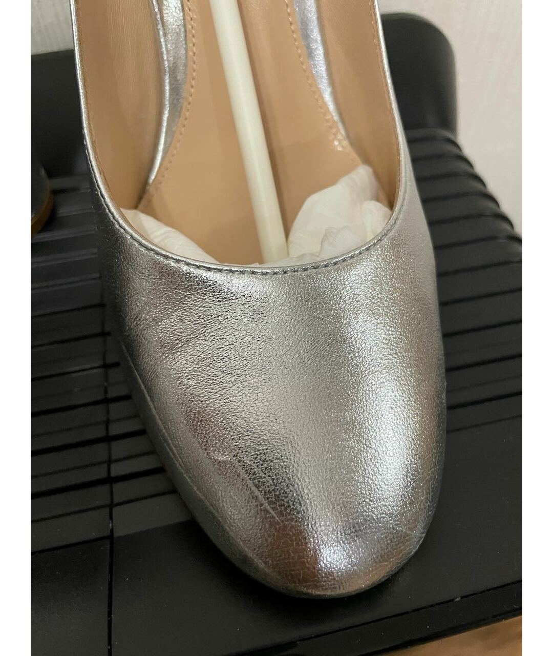 GIANVITO ROSSI Серебряные кожаные свадебные туфли на высоком каблуке, фото 6