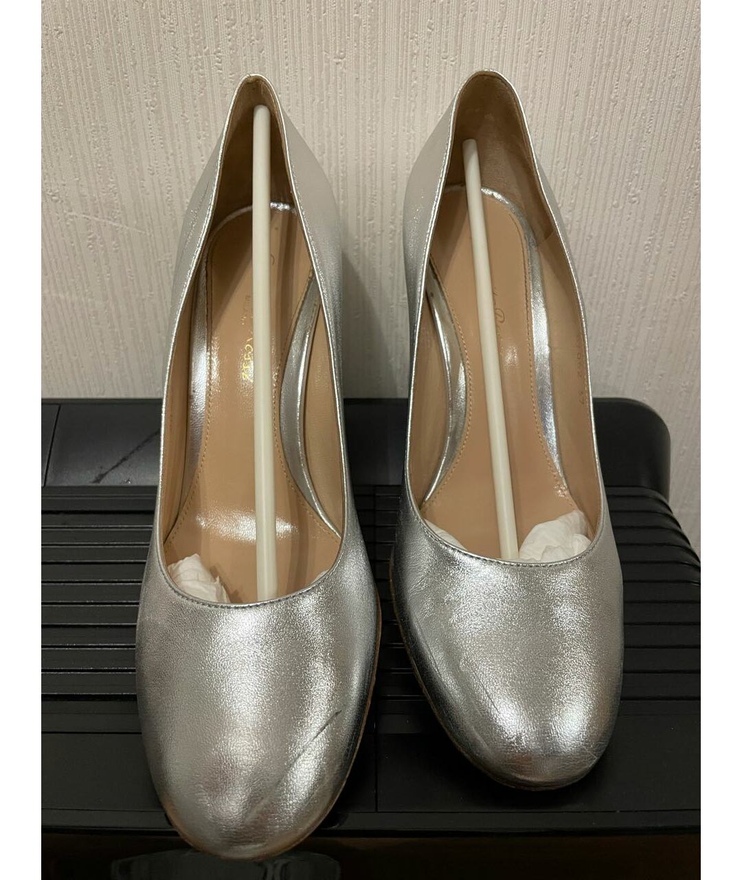 GIANVITO ROSSI Серебряные кожаные свадебные туфли на высоком каблуке, фото 2